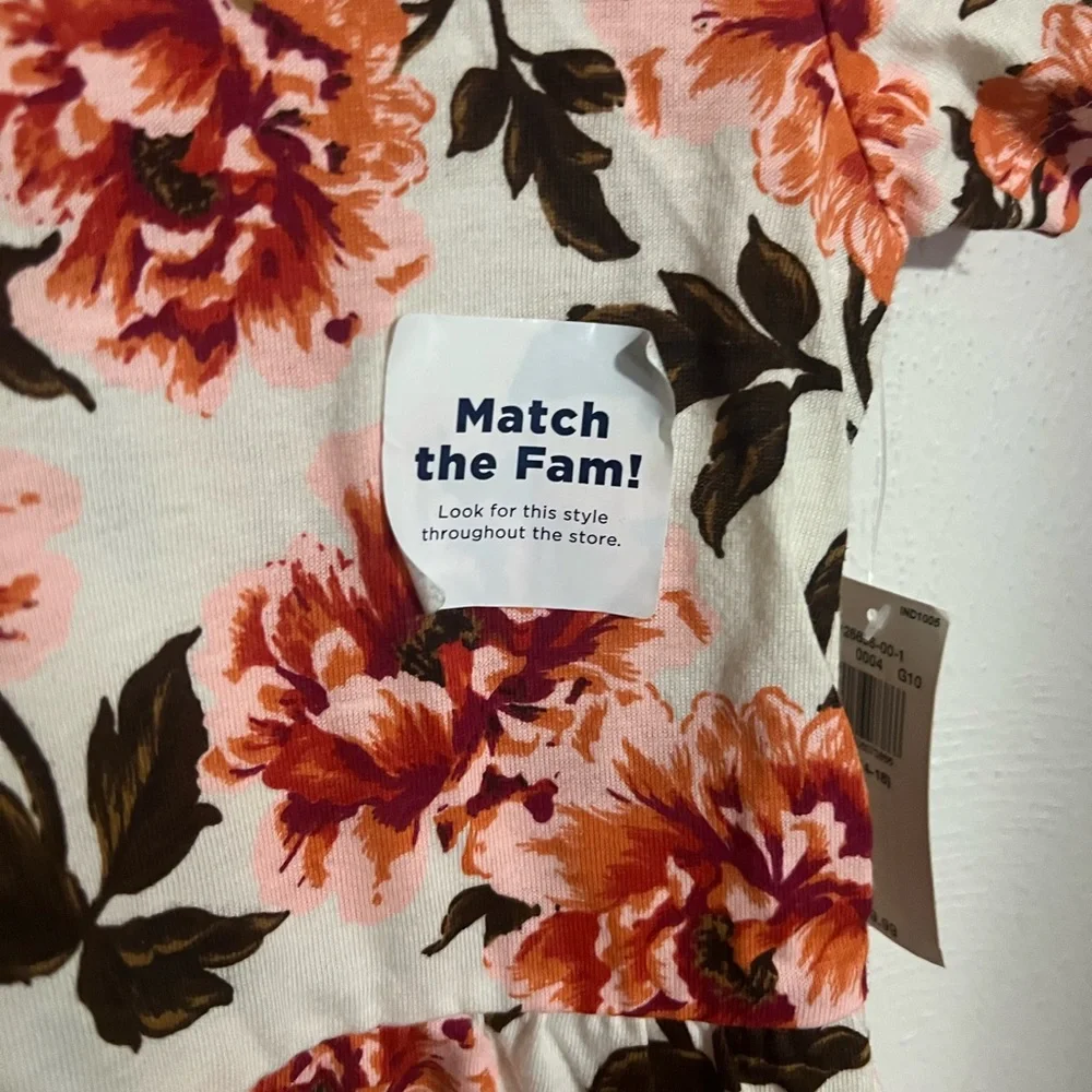 OLD NAVY Classic Fall Floral Swing Dress Orange Cream Brown Girl's Size XL *NWT*